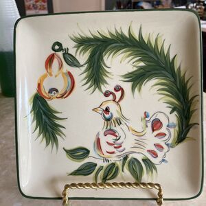 GAIL PITTMAN CHRISTMAS TRIMMINGS Square Side Plate - Partridge In A Pear Tree